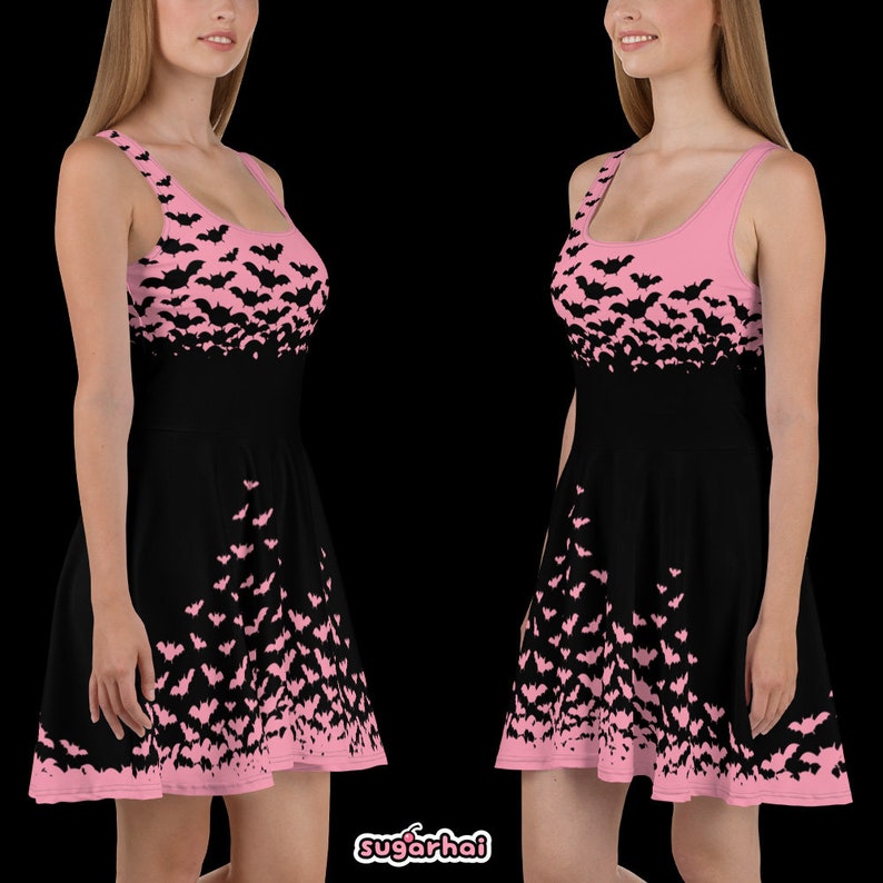 Pastel Goth Black Dress With Pastel Bats Creepy Cute Etsy