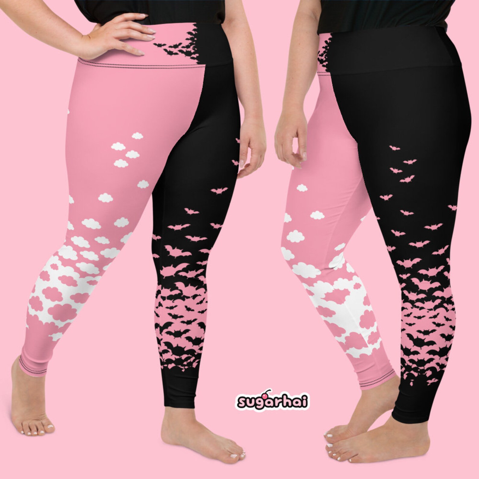Plus Size Pastel Goth Leggings Two Moods Etsy