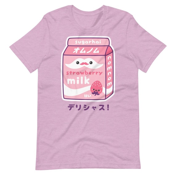 Kawaii Strawberry Milk Print T-shirt - Kawaii Fashion Shop