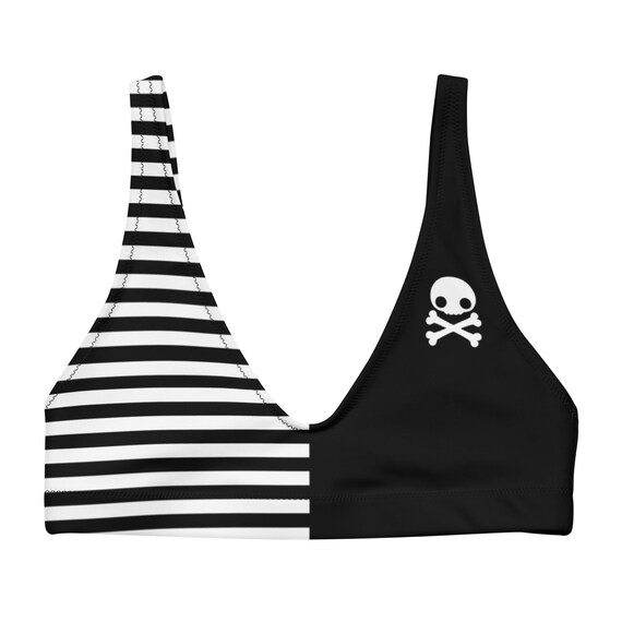 Black and White Bikini Top With Skull and Crossbones Detail Etsy
