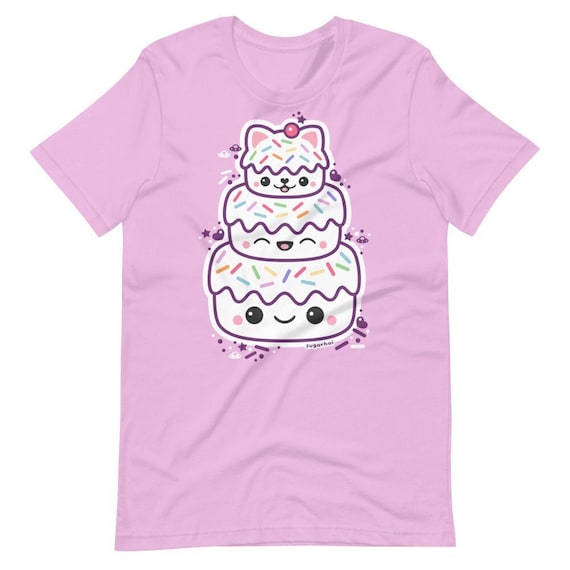 Fairy Kei Shirt, Kawaii Clothes, Cute Pastel T-Shirts, Kitty Cat Cake