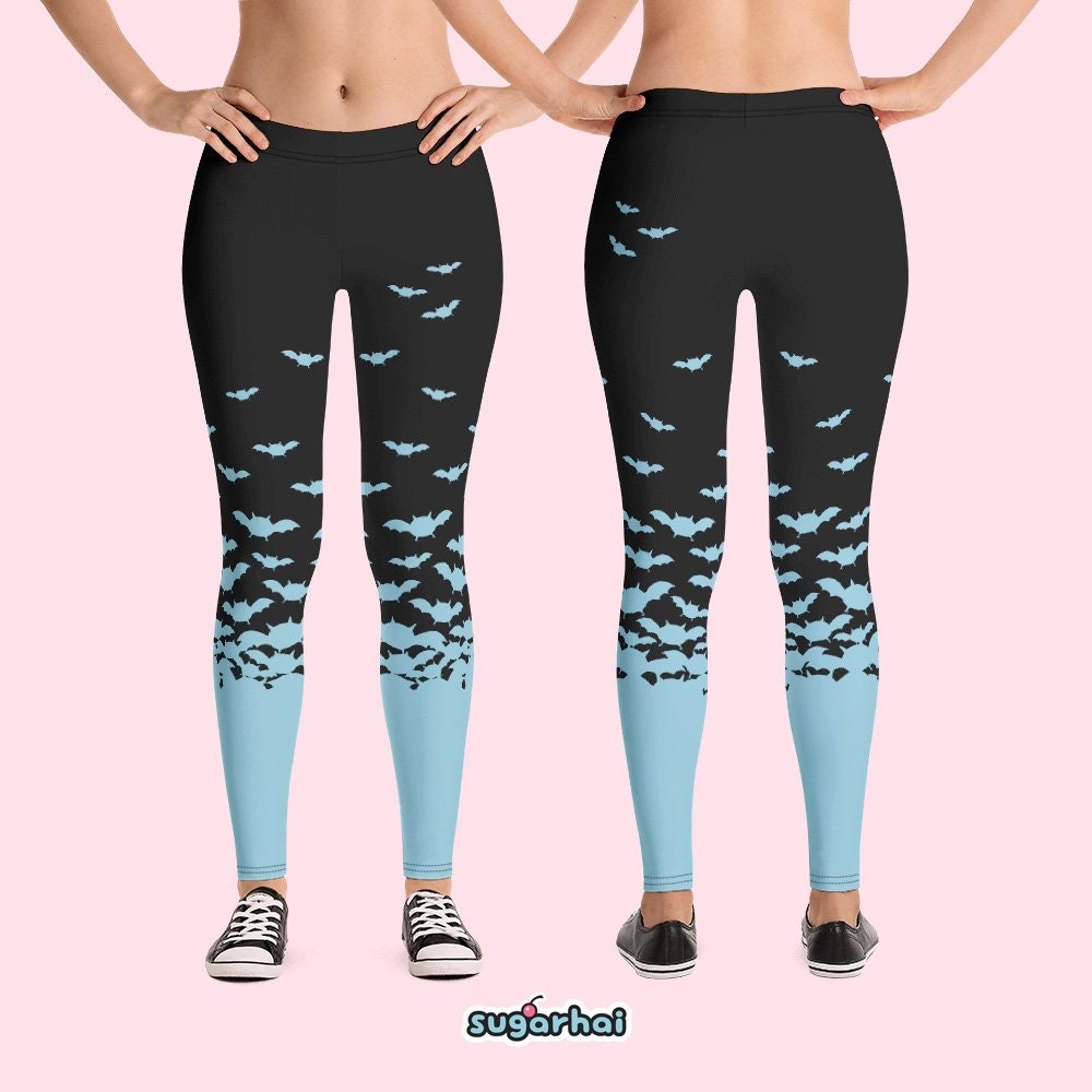 Pastel Goth Leggings With Bats Kawaii 