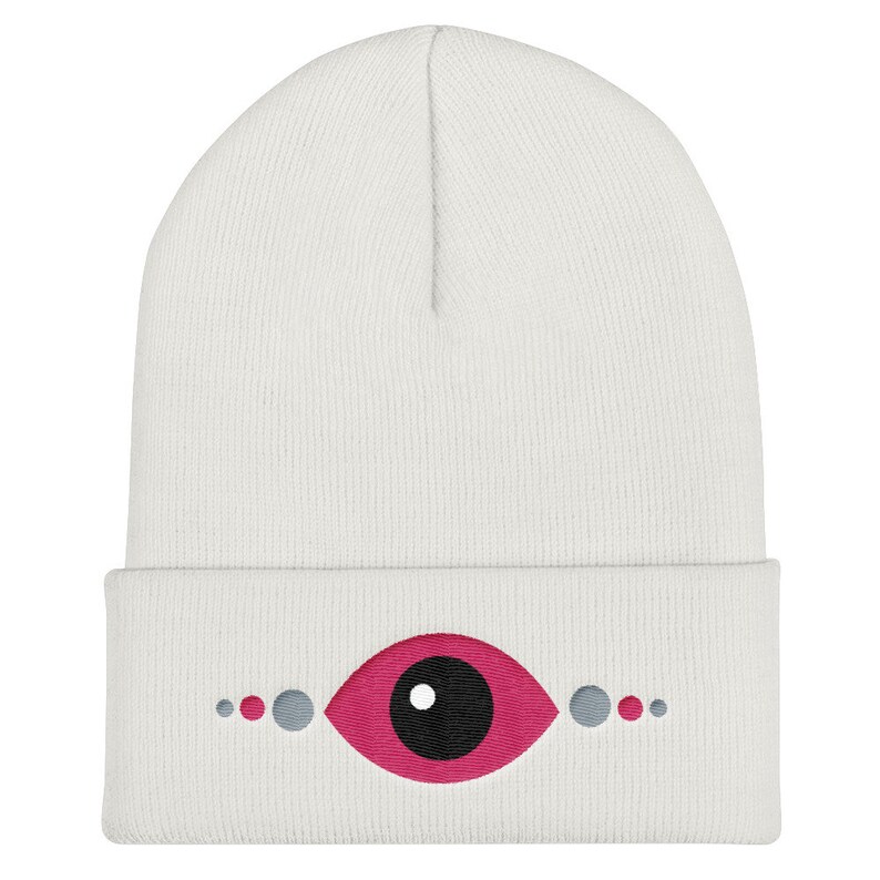 Cuffed Beanie With Embroidered Third Eye Detail Embroidery Etsy