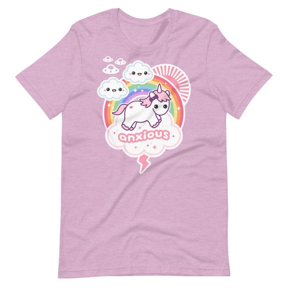 Anxious Unicorn Unisex T-shirt, Aesthetic Clothes, Kawaii
