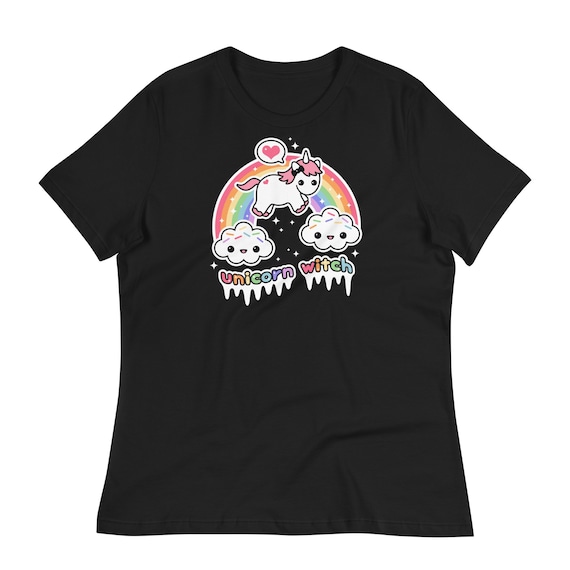 Kawaii Unicorn Witch T-Shirt, Pastel Goth Clothing, Plus Sizes