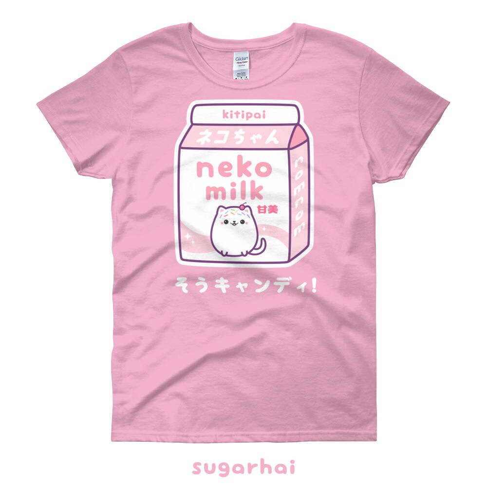 Cute Milk Shirts Kawaii Neko Tops Pastel Aesthetic Etsy