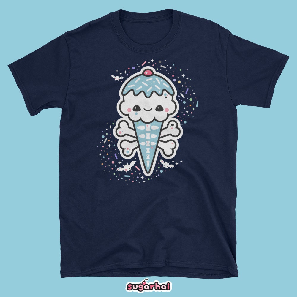 Discover Creepy Cute Shirts, Skeleton Ice Cream Cone with Bats, Tumblr Aesthetic Clothes, Spooky T-Shirts,  Pastel Goth Tops