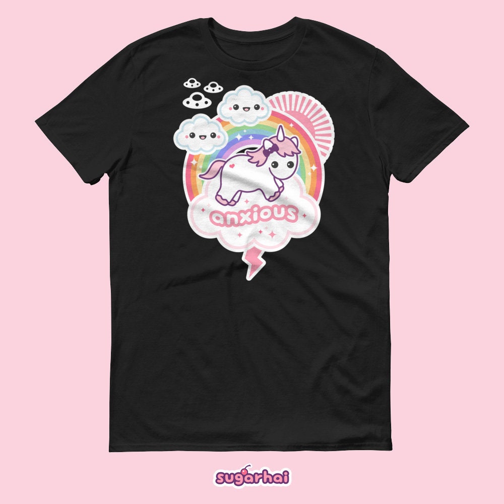 Anxious Unicorn Unisex T-Shirt Aesthetic Clothes Kawaii | Etsy