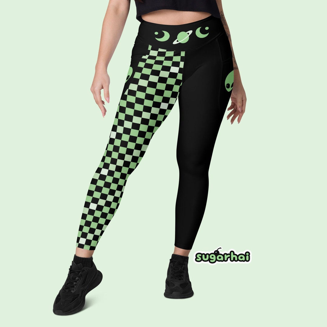 Pastel Goth Leggings With Pockets Space Alien Details Plus Etsy
