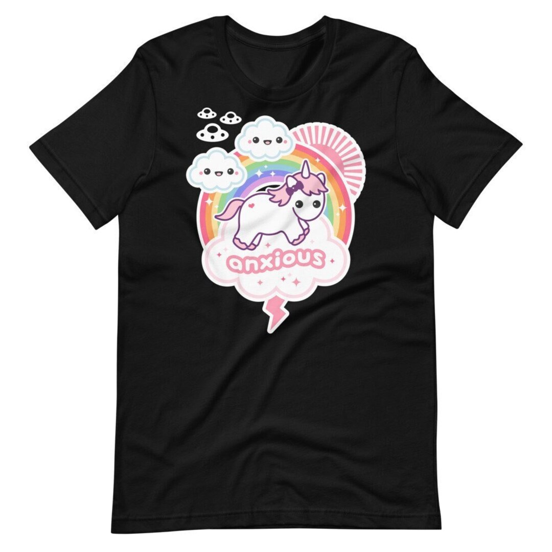 Anxious Unicorn Unisex T-shirt, Aesthetic Clothes, Kawaii Grunge ...