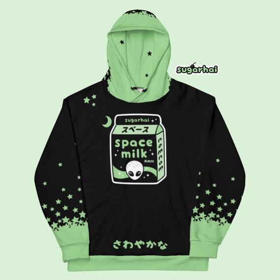 Space Milk Hoodie With Stars Pastel Goth Plus Sizes Etsy