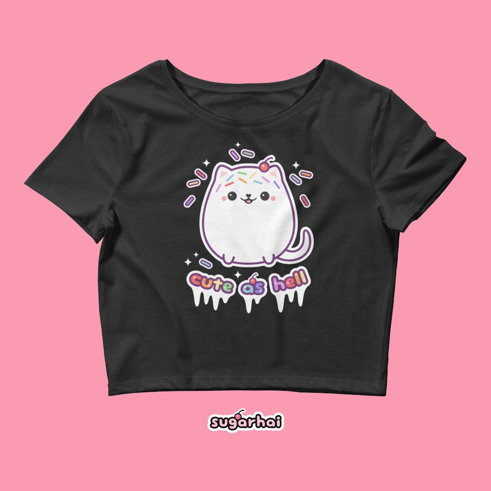 Kawaii Kitten Shirts Cute as Hell Kitty Cat Crop Tops for Etsy