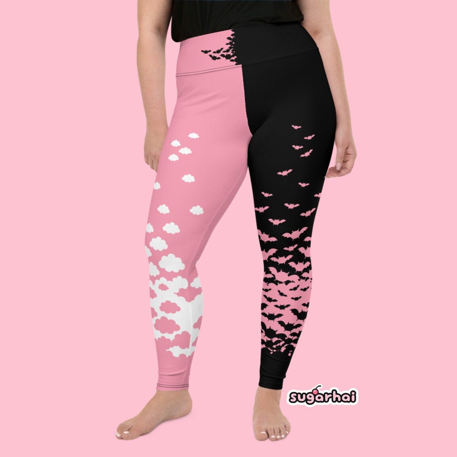 Plus Size Pastel Goth Leggings Two Moods Etsy