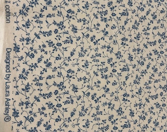 Laura Ashley blue floral clematis 100% cotton fabric by the Half Yard