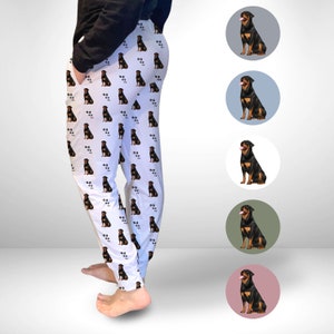 Rottweiler Pajamas, Rottie Dad Gift for Father's Day, Custom Pet Face Photo PJ Pants, Dog Picture PJs Set Family, Matching Gift For Couple