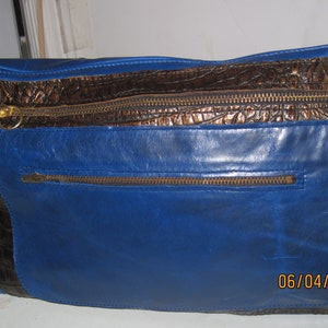 Clutch wristlet  Leather with Alligator trim multi zip pocket bag