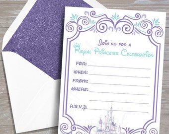 CUSTOM Princess Invitation, Purple & Aqua // DOWNLOAD // Party Decor // Printable, Digital