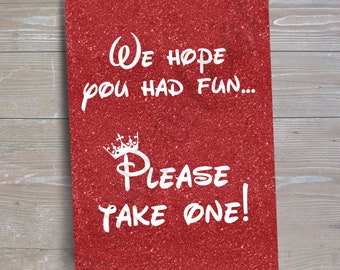 Red Princess "Please Take One" Sign v2 // INSTANT DOWNLOAD // Party Decor // Printable, Digital