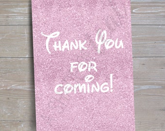 Lt Pink Princess "Thank You" Sign // INSTANT DOWNLOAD // Party Decor // Printable, Digital