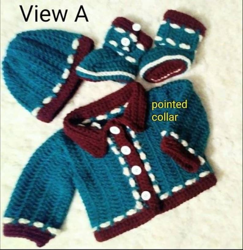 Baby boy crochet sweater hat and booties pattern toddler crochet pattern. Sizes 9-24 months Infant Crochet pattern