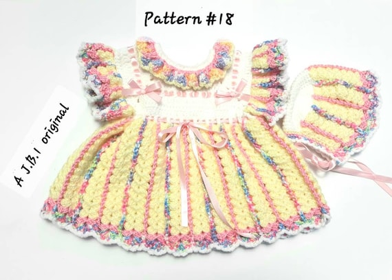 Crochet baby dress pattern Crochet baby hat pattern Crochet pattern Size preemie to 24 months. Baby girl crochet