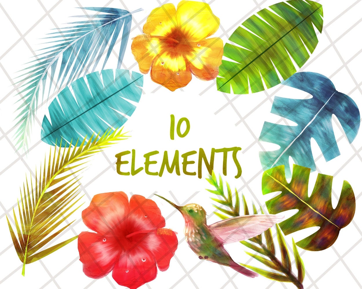 Tropical Clipart Tropical Clip Art Tropical Flowers for - Etsy