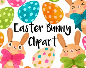 Easter Bunny Watercolor Clipart, easter bunny, easter egg clipart, instant download, scrapbooking,  planner stickers