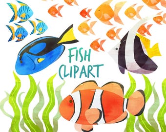 Fish Clipart, sea animals clipart, fish Graphics, fish clip art for personal and commercial use, scrapbooking, planner stickers