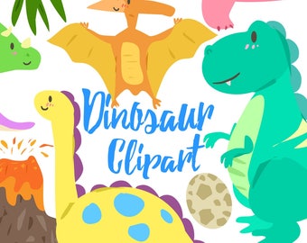 Cute Dinosaur clipart, Dino clipart, Dinosaur Clip art for personal and commercial use, digital clipart,  planner stickers, scrapbooking