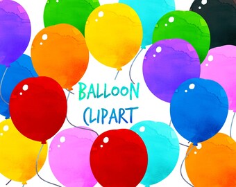 Watercolor Balloon Clipart, Instant download, Balloons clip art, birthday balloon, party balloons