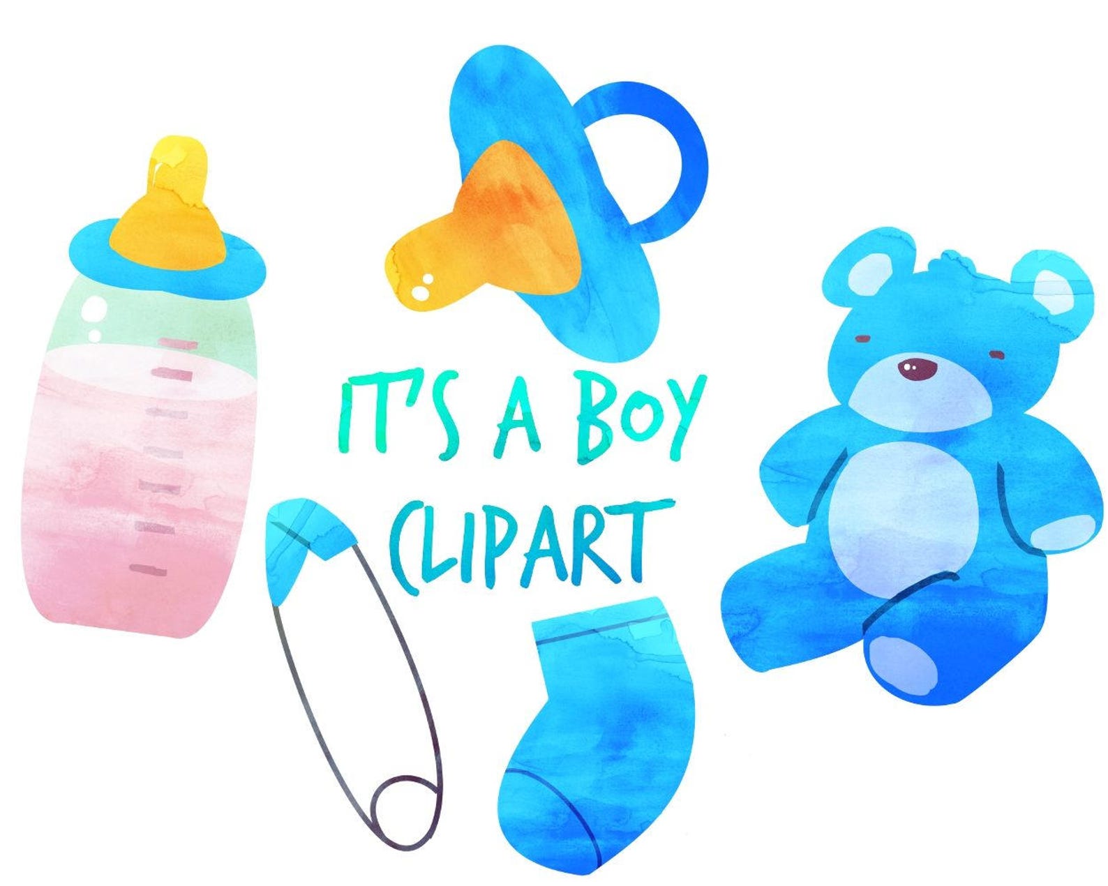 It�s A Boy Clipart Boy Baby Shower clip art Blue baby Etsy