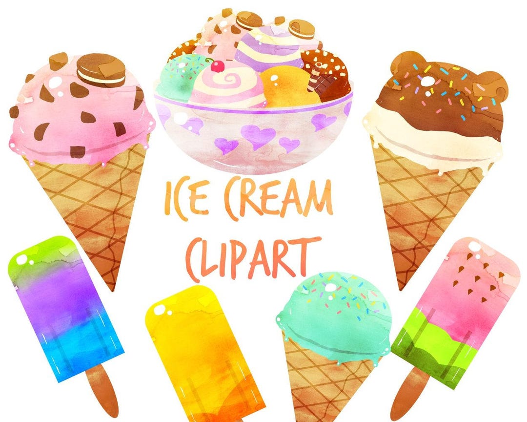 Yummy Ice Cream Clipart Set / Instant Download 14002 