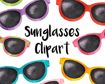 Sunglasses Watercolor clipart, Sunglasses clip art, Summer Clipart, for personal and commercial use, digital clipart,  scrapbooking