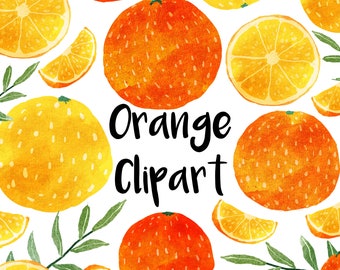 Orange Watercolor Clipart, Instant download, Oranges clip art, Fruit, Spring time, Citrus Fruit
