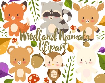 Cute Woodland Animals clipart,  animals clipart, for personal and commercial use, scrapbooking, planner stickers