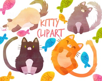 Cute Cat  Clipart, kitty clipart, animal clipart, cat illustration for personal and commercial use,  planner stickers, scrapbooking