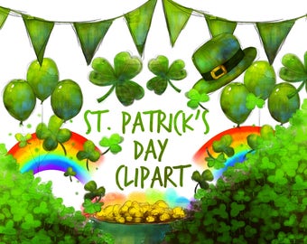 St Patrick's Day Clipart, st patrick clipart, clip art,  for personal and commercial use, instant download, scrapbooking, planner stickers