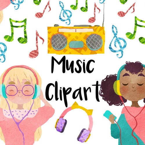Music Clipart Listening to Music Music Notes Radio - Etsy Music Clipart Listening to Music Music Notes Radio - Etsy