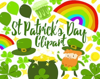 St Patrick's Day Clipart, st patrick clipart, clip art,  for personal and commercial use, instant download, scrapbooking, planner stickers