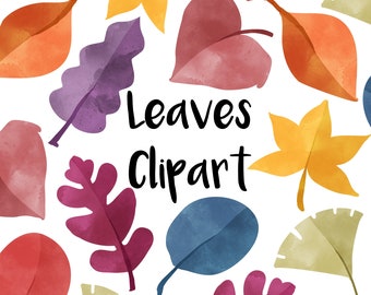 Leaf Watercolor Clipart, Instant download, leaves Clipart, fall clipart, autumn clipart