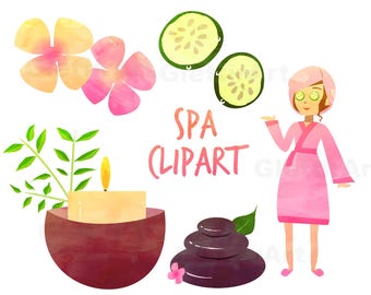 Spa Clipart, Spa Girl Clipart, Beauty Clipart,  for personal and commercial use, instant download, scrapbooking,  planner stickers