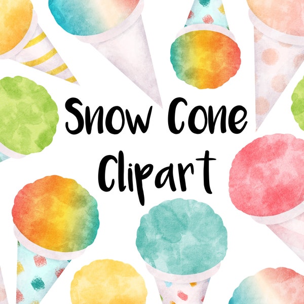 Snow Cone Watercolor Clipart, Instant download, Snow cones clip art