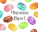 Watercolor Macarons Clipart, Instant download, Cookie clip art, french macarons, chocolate macarons, cute macarons, sprinkles, Pastry 