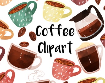 Coffee Watercolor Clipart, Coffee Clip art, Coffee Graphics, for personal and commercial use, scrapbooking, instant download