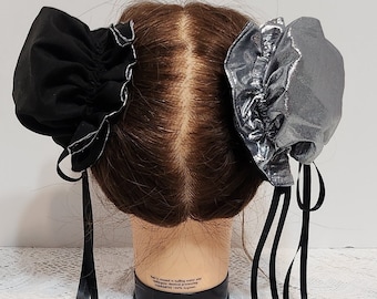 Reversible Metallic Silver and Black Odango Bun Covers