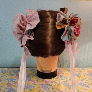 Reversible Donut and Gingham Odango Bun Covers
