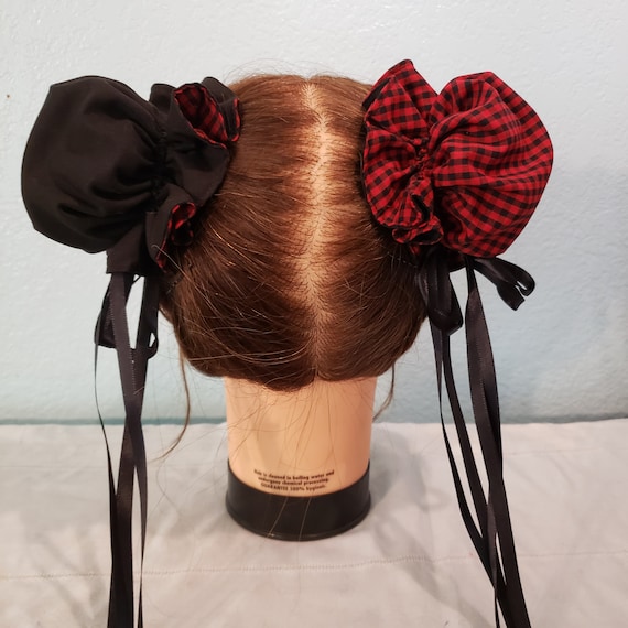 Reversible Gingham Odango Bun Covers