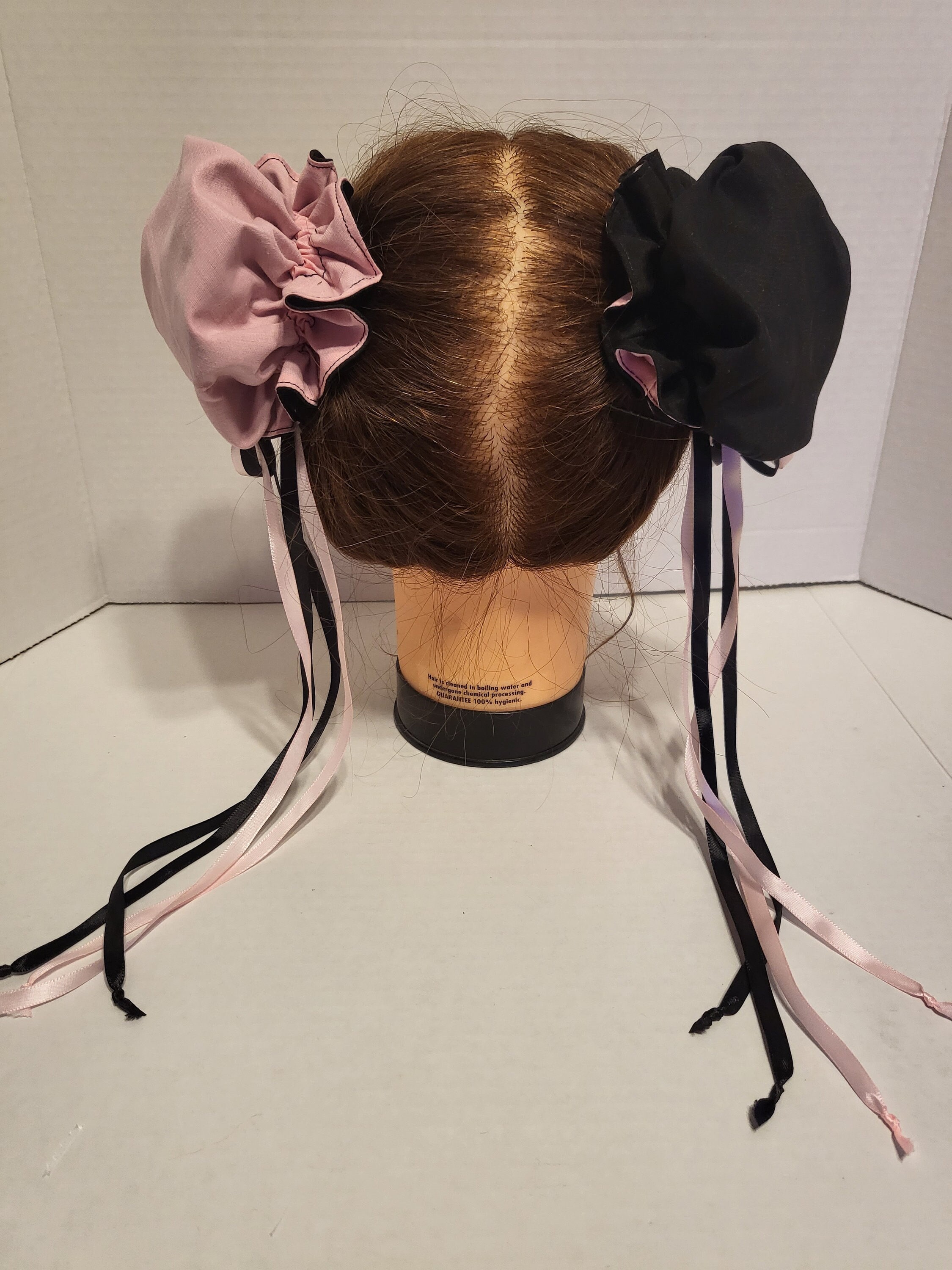 Reversible Pink and Black Cotton Odango Bun Covers - Etsy