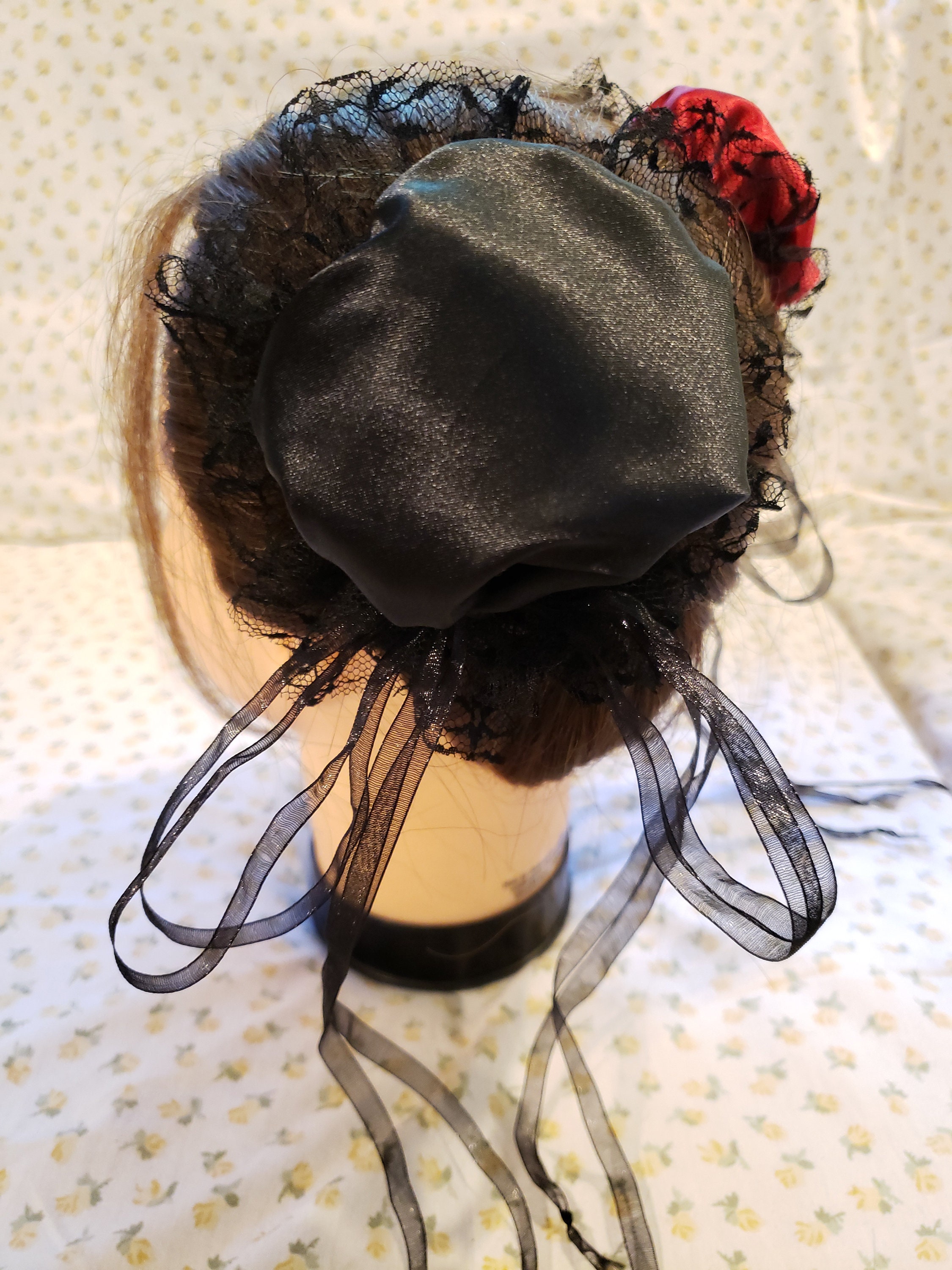 Reversible Red and Black Satin Bun Covers Etsy