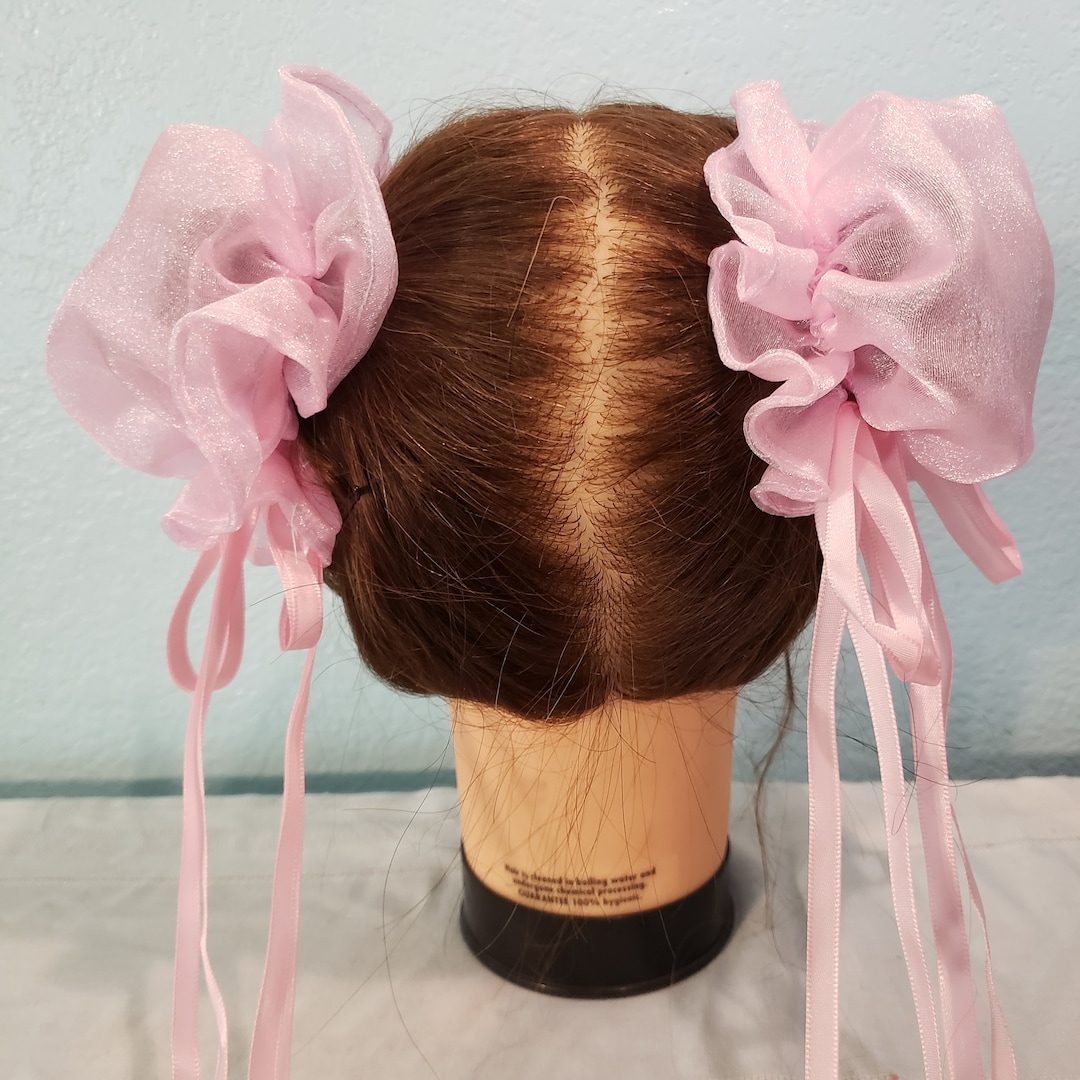 Pink Organza Odango Bun Covers